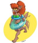  canid canine canis claws clothing flauschdraws inner_tube mammal open_mouth scooby-doo_(series) simple_background smile swimsuit tailwag were werecanid werecanine werewolf winnie_werewolf_(ghoul_school) wolf 
