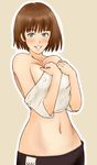  anezaki_mamori breasts covered_nipples eyeshield_21 medium_breasts midriff rirakukan smile solo undressing 