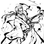  greyscale japanese_clothes konpaku_youki lowres male_focus monochrome solo sword tokiame touhou weapon 