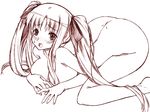  :o all_fours arched_back blush breasts chikuwa_(tikuwa) cleavage eyebrows_visible_through_hair fate_testarossa hanging_breasts large_breasts long_hair looking_at_viewer lyrical_nanoha mahou_shoujo_lyrical_nanoha nude open_mouth sidelocks simple_background solo very_long_hair white_background 
