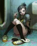  after_sex anal bathroom blood condom graffiti knees_to_chest original school_uniform solo tokiya urinal used_condom virgin 