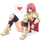  amami_amayu armor armored_dress cape heart lord_knight panties pantyshot ragnarok_online red_eyes red_hair thighhighs underwear 