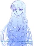  asano_akira breasts c.c. code_geass long_hair medium_breasts monochrome scar solo undressing 