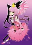 copyright_request crown dress feathers hamamoto_ryuusuke hat long_hair purple_hair solo wings 
