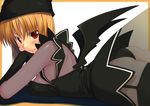  bangs black_wings blush demon_girl from_side hat ikujitto looking_at_viewer mabinogi smile solo succubus_(mabinogi) wings 