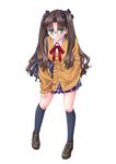  fate/stay_night fate_(series) glasses homurahara_academy_uniform kneehighs school_uniform socks solo toosaka_rin yoshida_inuhito 