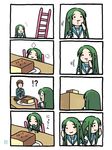  1girl 4koma cheese churuya comic eretto food kita_high_school_uniform ladder multiple_4koma nyoro~n o_x problem_solving school_uniform silent_comic suzumiya_haruhi_no_yuuutsu 