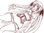  chikuwa_(tikuwa) fate_testarossa lingerie long_hair lyrical_nanoha mahou_shoujo_lyrical_nanoha monochrome sketch solo thighhighs twintails underwear very_long_hair 