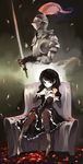  1girl black_hair gothic gothic_lolita knight lolita_fashion medieval original shunsei_(muratou) 