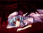  bat_wings blue_hair hat hat_ribbon red_eyes remilia_scarlet ribbon short_hair solo suzushiro_kurumi touhou wings 