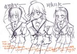  hare_hare_yukai hoshii_miki idolmaster idolmaster_(classic) idolmaster_1 kisairo_kaede kita_high_school_uniform minase_iori monochrome multiple_girls parody school_uniform serafuku sketch suzumiya_haruhi_no_yuuutsu takatsuki_yayoi thighhighs twintails 