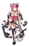  animal_ears animal_print bell boots camisole copyright_request cow_bell cow_ears cow_girl cow_print crossed_legs hirano_katsuyuki sitting solo 