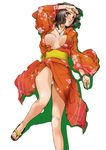  breasts japanese_clothes kimono large_breasts lying open_clothes open_robe original panties pantyshot pantyshot_(lying) robe solo tehen underwear 