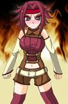  angry bare_shoulders code_geass fire flame gogatsu kallen_stadtfeld sleeveless sleeveless_turtleneck solo tears thighhighs turtleneck 