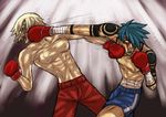  aizawa_yoshihiko ashita_no_joe boxing boxing_shorts chest crosscounter duel kamina male_focus multiple_boys parody punching sarashi shirtless shorts tattoo tengen_toppa_gurren_lagann viral 