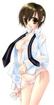  akuta_rinko brown_eyes brown_hair dress_shirt fujioka_haruhi open_clothes open_shirt ouran_high_school_host_club panties shirt side-tie_panties solo underwear 