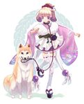  animal_ears copyright_request dog dog_ears hirano_katsuyuki japanese_clothes kimono kimono_skirt leash okobo role_reversal shiba_inu solo tabi thighhighs zettai_ryouiki 