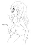  aoi_kumiko bare_arms bikini copyright_request greyscale monochrome solo swimsuit undressing 