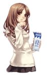  brown_hair copyright_request hirano_katsuyuki long_hair lowres milk solo sweater 