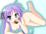  barefoot breasts feet highres hiiragi_kagami kakesu lucky_star nude purple_hair solo 