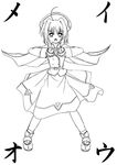  ahoge belt cape caro_ru_lushe coat fingerless_gloves frapowa gloves greyscale hades_project_zeorymer hat kerykeion lyrical_nanoha magical_girl mahou_shoujo_lyrical_nanoha_strikers monochrome parody solo translation_request 