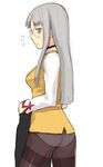  ass fate/stay_night fate_(series) flat_ass glasses grey_hair himuro_kane long_hair no_pants panties panties_under_pantyhose pantyhose solo thighband_pantyhose underwear yu_65026 