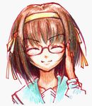  brown_hair glasses lowres negy short_hair solo suzumiya_haruhi suzumiya_haruhi_no_yuuutsu 