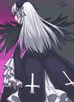  azusa_(hws) bow cross dress frills inverted_cross latin_cross rozen_maiden silver_hair solo suigintou wings 