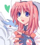  ahoge blue_eyes bow cape caro_ru_lushe dragon fingerless_gloves friedrich gloves hat heart ichino kerykeion lowres lyrical_nanoha magical_girl mahou_shoujo_lyrical_nanoha_strikers pink_bow pink_hair 