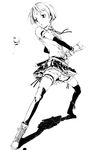  apple copyright_request food fruit greyscale monochrome solo suzuki_kyoutarou sword thighhighs weapon 