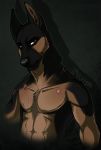 2015 abs biceps black_fur blur_(disambiguation) brown_eyes brown_fur canid canine canis clothed clothing domestic_dog fur looking_at_viewer maddogvii male mammal muscular muscular_male pecs ryduur scar simple_background topless 