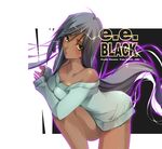  bare_shoulders bottomless code_geass dark_skin long_hair nagare_hyougo naked_sweater sleeves_past_wrists solo sweater villetta_nu 