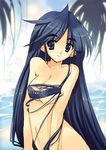  arikawa_satoru asakura_ryouko beach blue_eyes blue_hair day hair_bikini hair_censor long_hair nude oekaki solo suzumiya_haruhi_no_yuuutsu very_long_hair water 