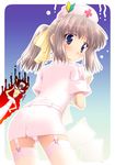  blue_eyes brown_hair copyright_request multiple_girls nurse panties pantyshot ribbon short_hair thighhighs twintails underwear yamabuki_zarame 