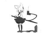  1girl animal_ears animal_tail female full_body kimura_akiyoshi looking_at_viewer original petite short_hair skirt solo thighhighs transparent_background weapon 