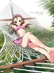  barefoot bikini feet foreshortening hammock idolmaster idolmaster_(classic) idolmaster_1 kantoku legs long_hair minase_iori soles solo swimsuit toes 