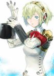  aegis_(persona) android armband blonde_hair blue_eyes bow fuyuno_haruaki persona persona_3 ribbon robot_joints solo 