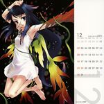  2007 armpits barefoot blue_hair calendar_(medium) december dress feet flat_chest green_eyes long_hair saya saya_no_uta solo suzumi_atsushi very_long_hair 