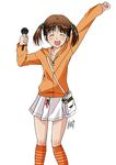  :d ^_^ ^o^ bag closed_eyes handbag holding long_sleeves microphone open_mouth orange_legwear original over_shoulder pleated_skirt ponpon simple_background skirt smile solo standing sweater thighhighs twintails white_background white_skirt zettai_ryouiki 
