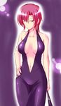  bag bare_shoulders bazett_fraga_mcremitz breasts center_opening cleavage dress fate/hollow_ataraxia fate/stay_night fate_(series) formal fue_(rhomphair) hand_on_hip handbag large_breasts navel no_bra red_hair short_hair solo 