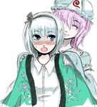  bangs face ginji_(sakaki_summer) hat konpaku_youmu multiple_girls saigyouji_yuyuko touhou 