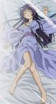  barefoot blue_hair blue_kimono closed_eyes feet hayate_no_gotoku! highres japanese_clothes kimono light_rays long_hair off_shoulder saginomiya_isumi screencap sleeping solo stitched sunbeam sunlight third-party_edit yukata 