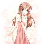  asahina_mikuru blush breasts brown_eyes brown_hair large_breasts long_hair mole mole_on_breast nipples nude solo suzumiya_haruhi_no_yuuutsu tamagawa_yukimaru towel 