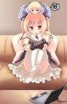  :p blonde_hair bow brown_eyes brown_hair computer fairy feet green_eyes hair_bow laptop maid multiple_girls open_mouth original panties pink_panties raise_(ryo) ryo sleepy thighhighs tongue tongue_out underwear wings 