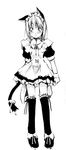  animal_ears cat_ears copyright_request ganges_gawa greyscale maid monochrome solo thighhighs 