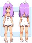  :o bad_feet camisole collarbone full_body high_heels kneepits long_hair looking_up multiple_views object_on_head pangya purple_eyes purple_hair sasago_kaze shoes shorts standing tiki tongue tongue_out turnaround 
