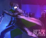  black_hair city darker_than_black electricity hei male_focus motion_blur solo uni weapon 