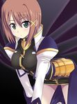  brown_hair hair_ornament kurosho lyrical_nanoha magical_girl mahou_shoujo_lyrical_nanoha_strikers no_hat no_headwear schwertkreuz solo waist_cape wings x_hair_ornament yagami_hayate 