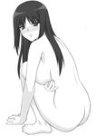  breasts greyscale kurusugawa_ayaka monochrome nude shichimenchou solo squatting to_heart 
