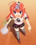  braid fang hair_ornament lyrical_nanoha magical_girl mahou_shoujo_lyrical_nanoha_strikers minigirl reinforce_zwei saki_chisuzu shirt solo striped striped_legwear t-shirt thighhighs twin_braids vita x_hair_ornament 